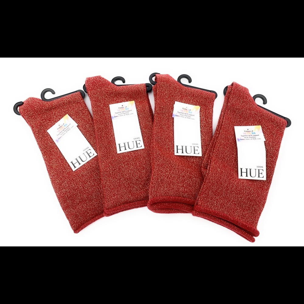 4/$25 4 PR Hue Sparkle Socks Red & Purple NEW - Picture 2 of 7